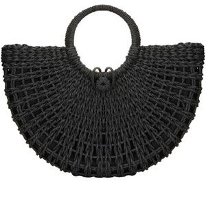 Hand-woven Straw Top-handle Bag with Round Ring Handle